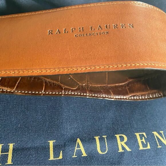 Vintage Fall 2006 Runway Collection Brown Alligator Brass Buckle Contour Belt - Picture 5 of 16